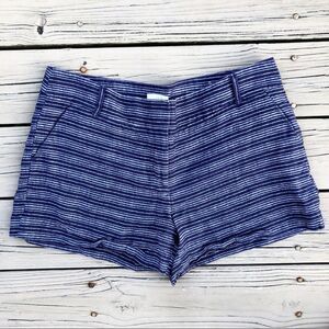 Ann Taylor LOFT blue stripe linen riviera shorts 14